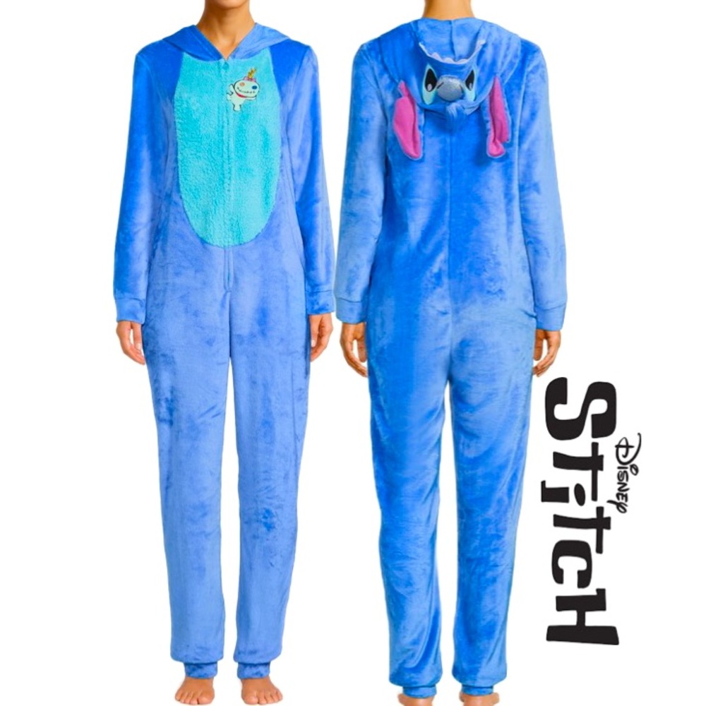 Disney’s STITCH Halloween Hooded Union Suit Costume Full Front Zip Sz Sm 4-6
